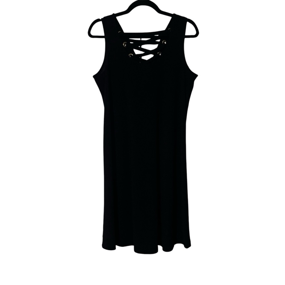 Spense size Large women’s black and gold sleeveless back laced up dress